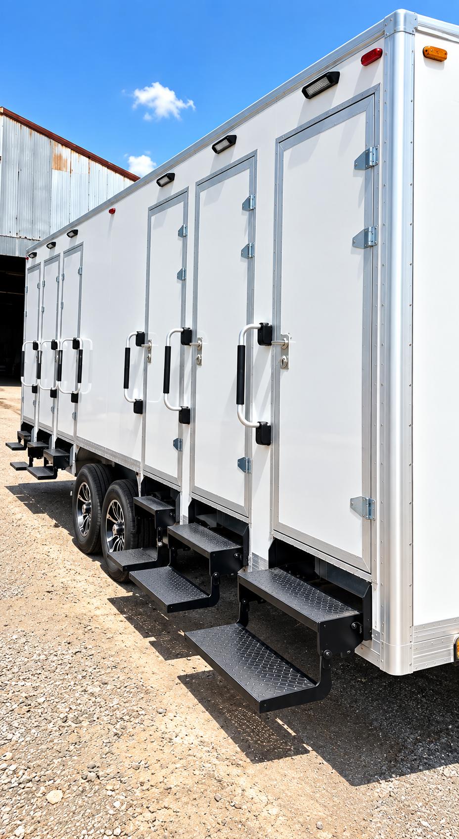 6 stall luxury shower restroom trailer side view
