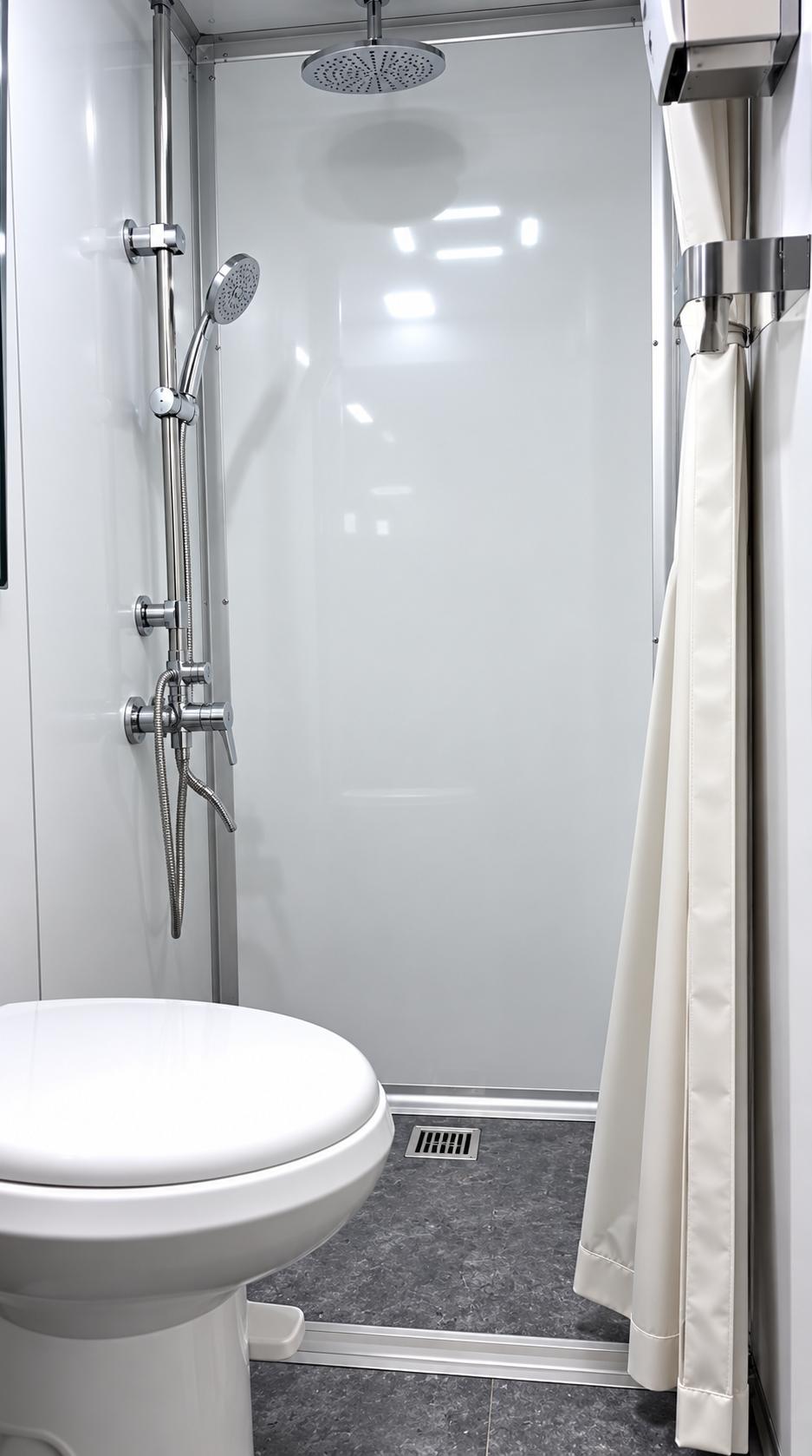 Luxury 6 stall shower restroom trailer entry steps
