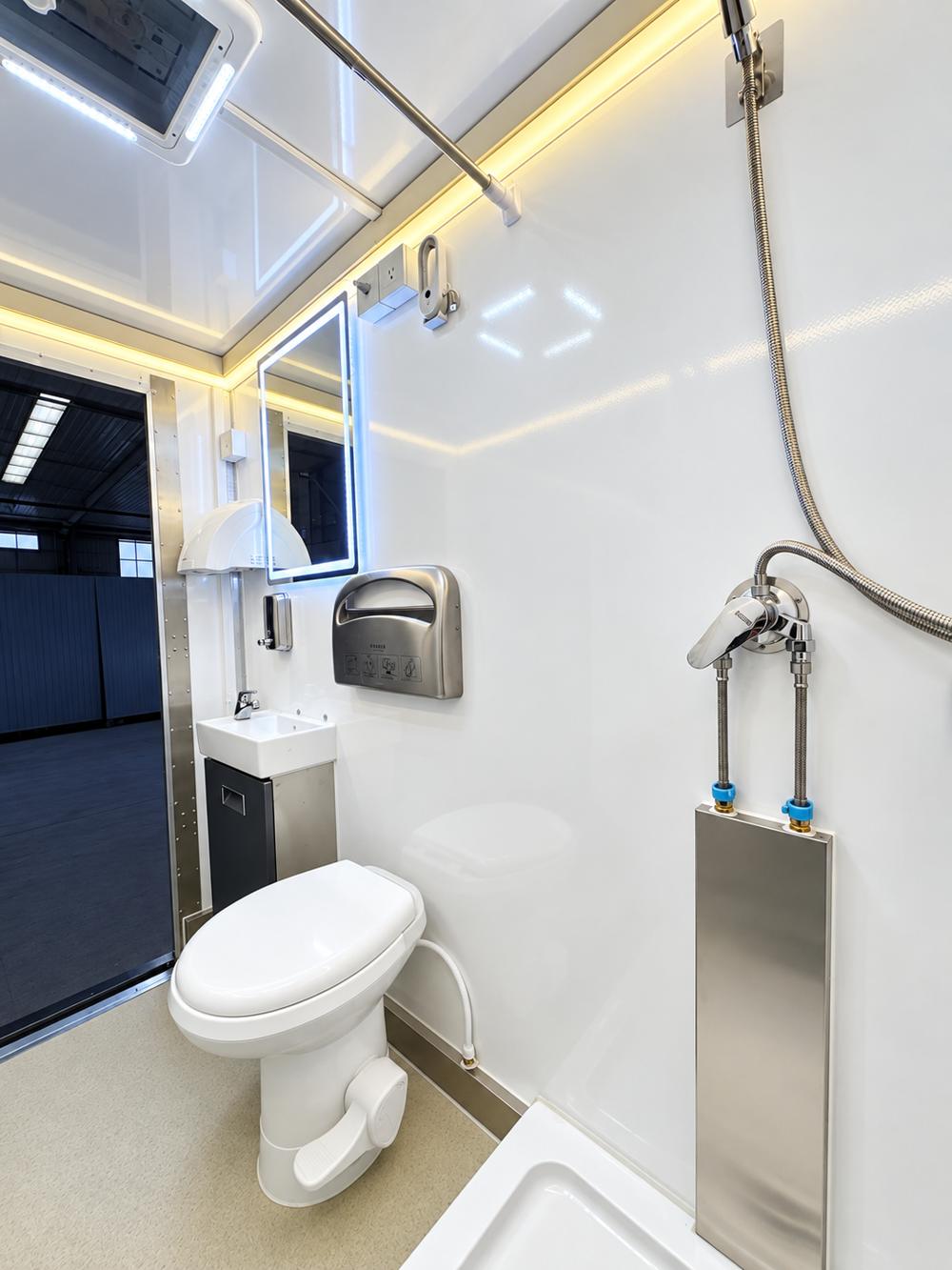 Commercial luxury shower restroom trailer interior