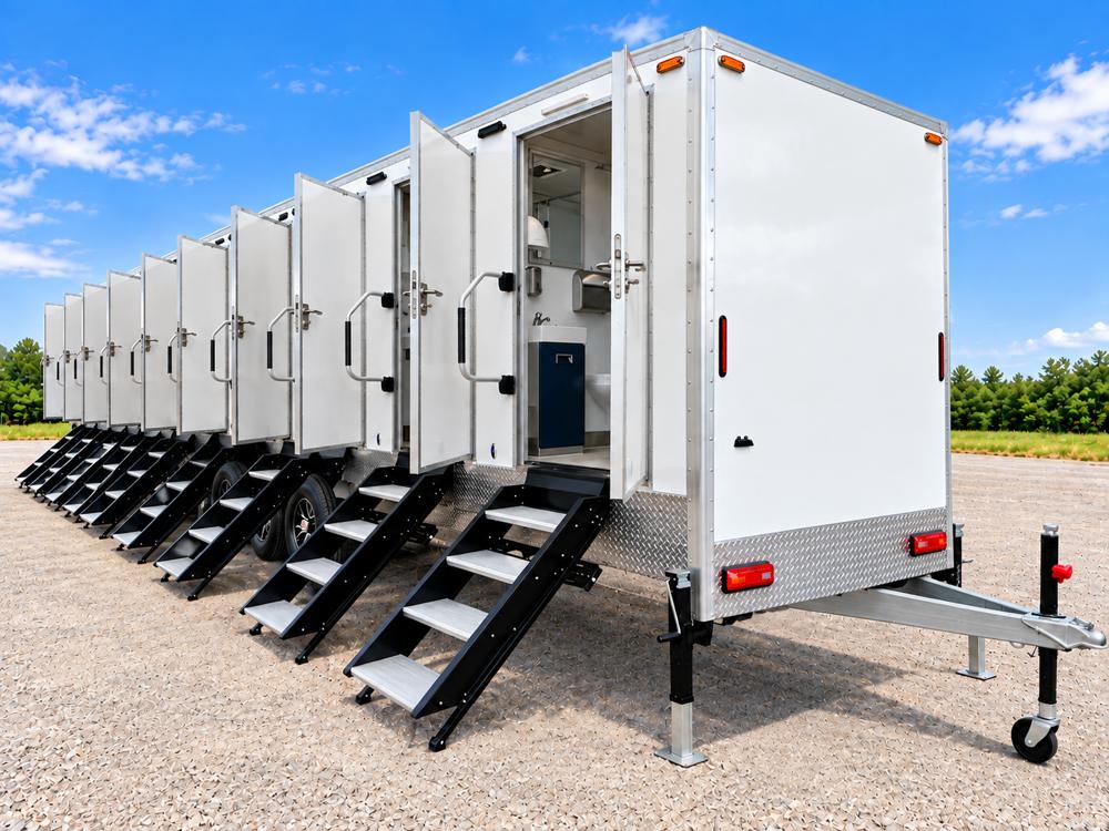 8 stall ada restroom shower trailer entrance