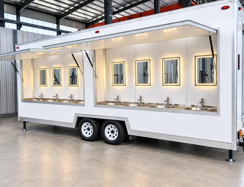 Hand washing sink trailer six station