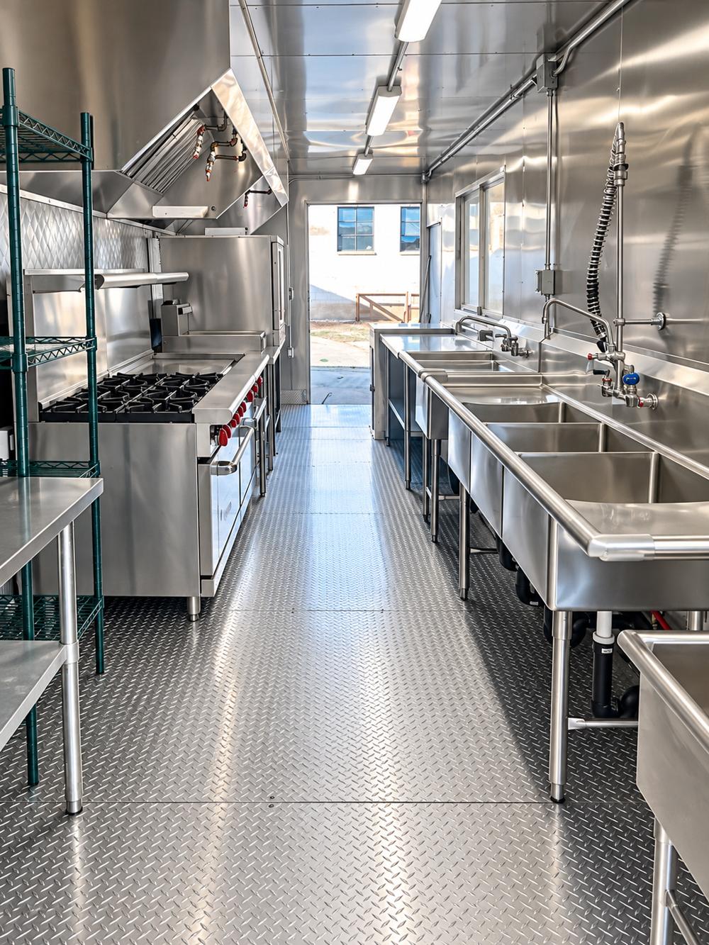 Portable commercial kitchen interior layout