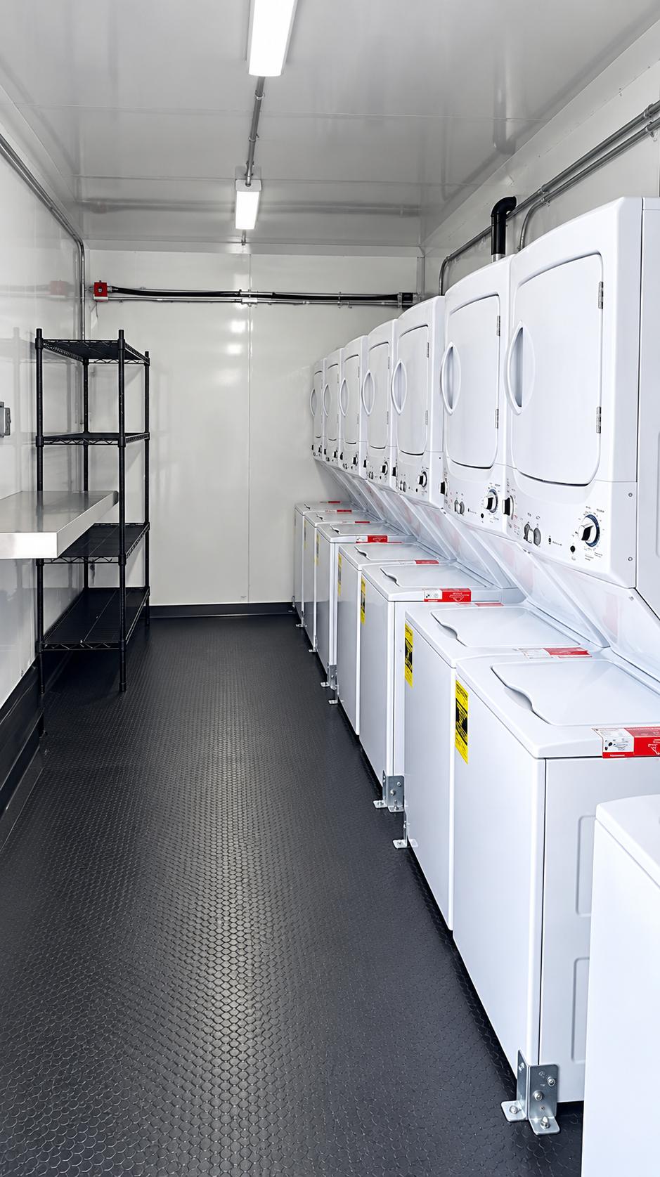 Mobile laundry trailer commercial washers dryers