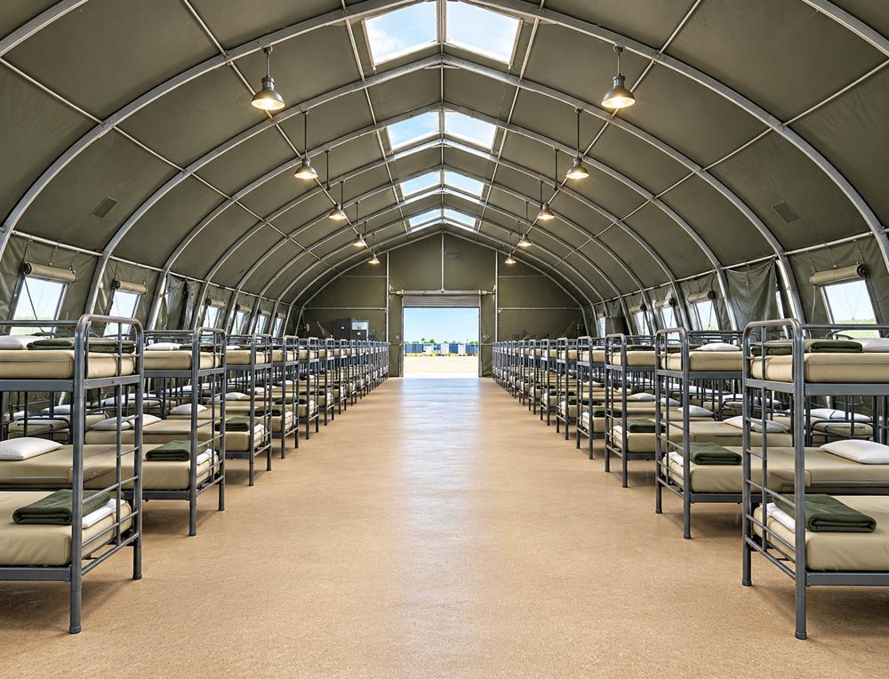 Temporary sleeping facilities large bunkhouse interior