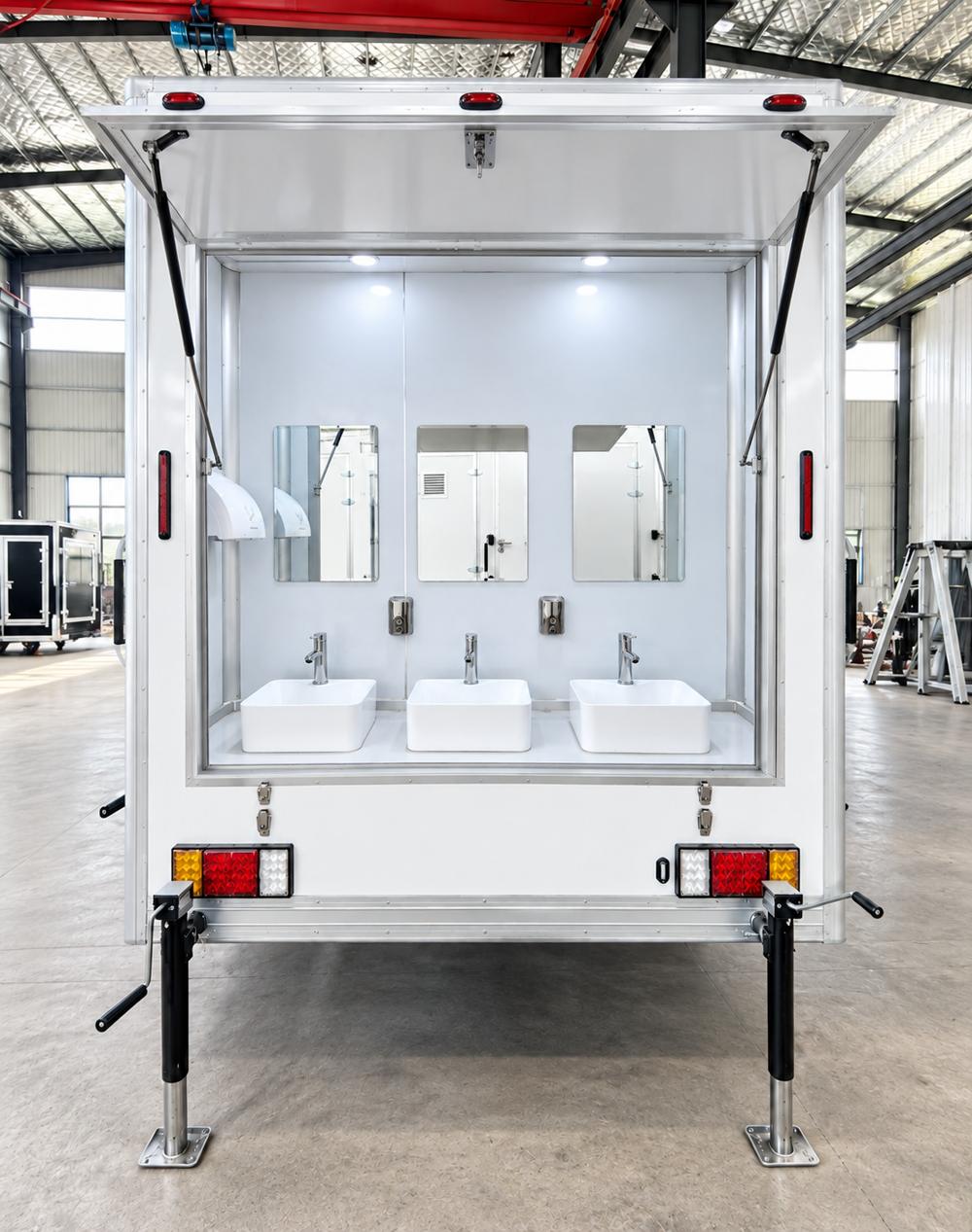 Private shower trailer stall interior