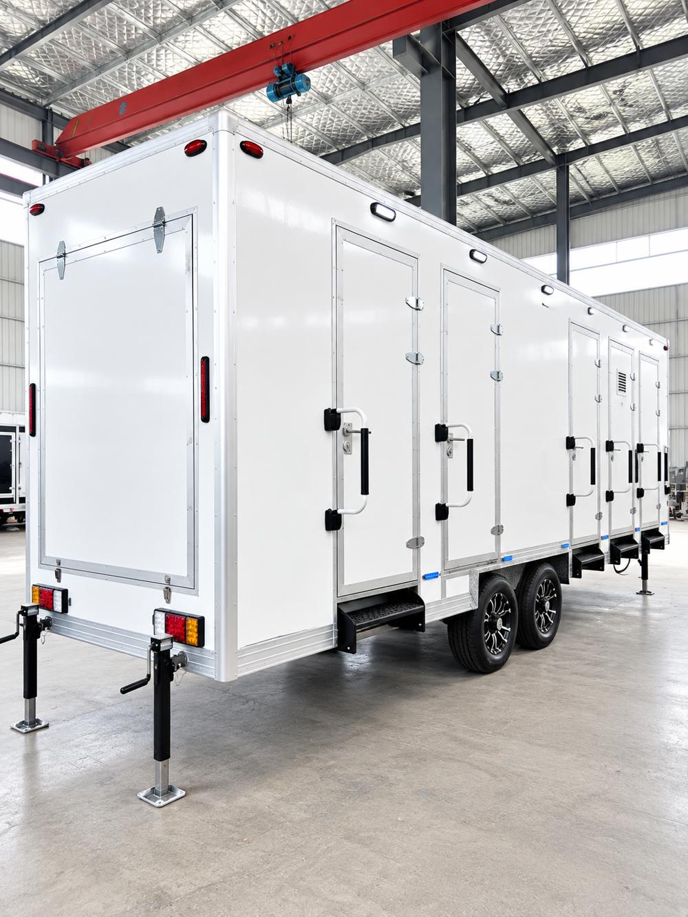 Shower trailer exterior with private shower stall