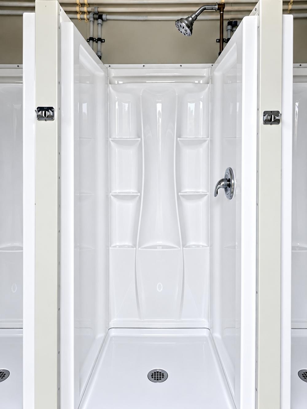 Mobile shower container interior