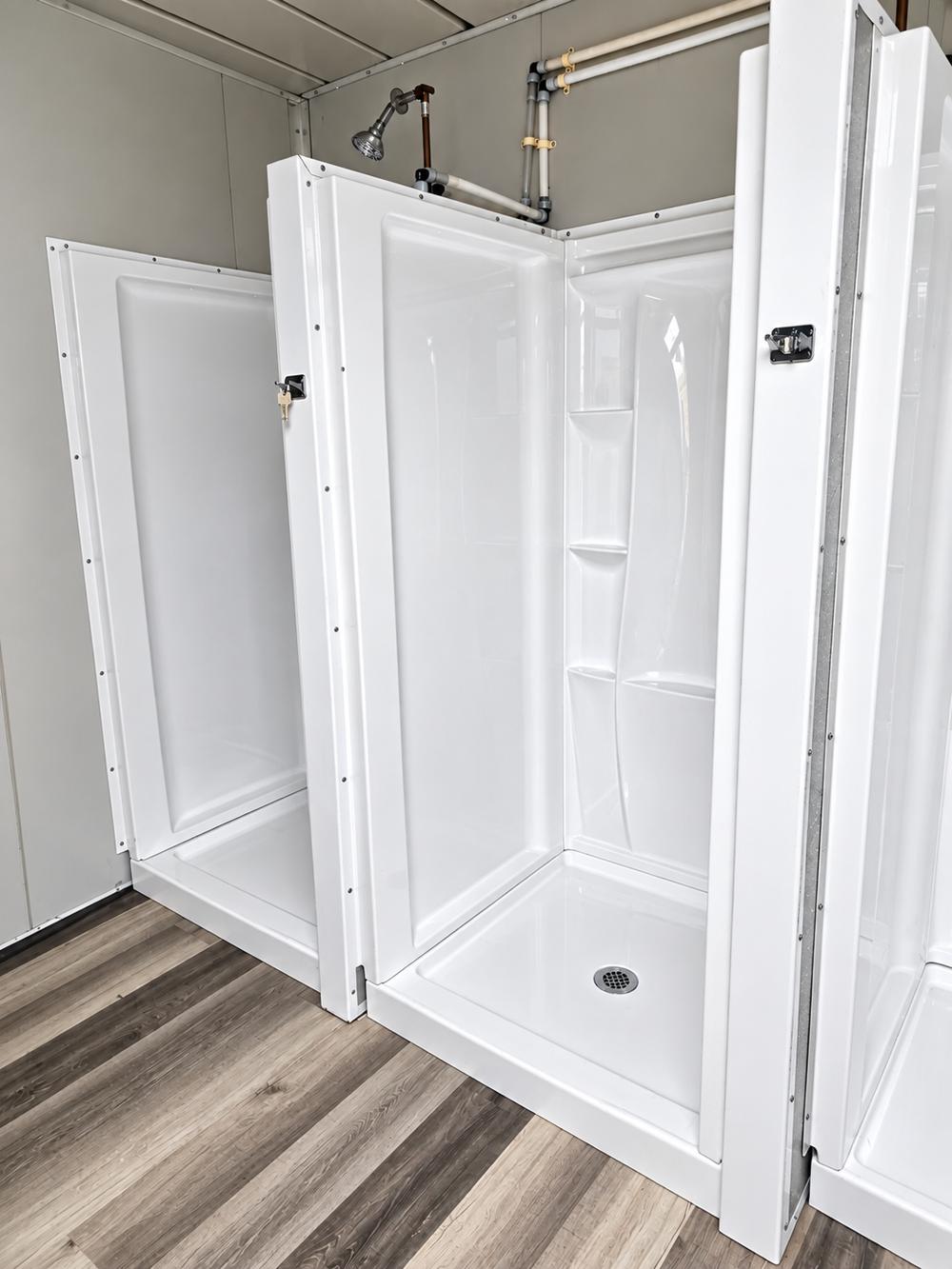 Portable shower container multiple stalls