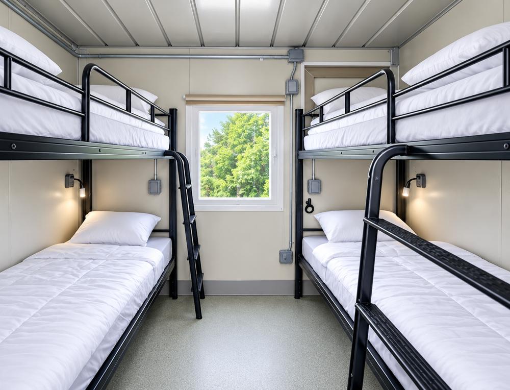 Sleeper trailer 2 stall four bunk interior